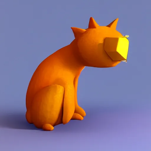 Image similar to Blender render of funny 3D cat in shape of mango fruit