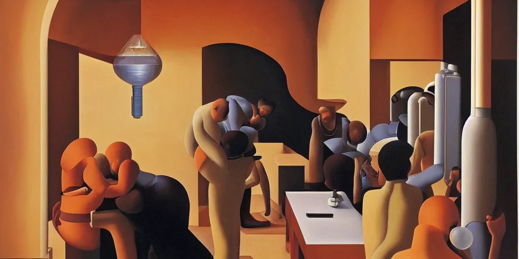 Image similar to science - fiction - poster - oil - painting - by - george - tooker