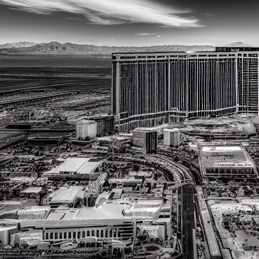 Prompt: Las Vegas in the apocalypse, (Sony a7R IV, symmetric balance, polarizing filter, Photolab, Lightroom, 4K, Dolby Vision, Photography Award)