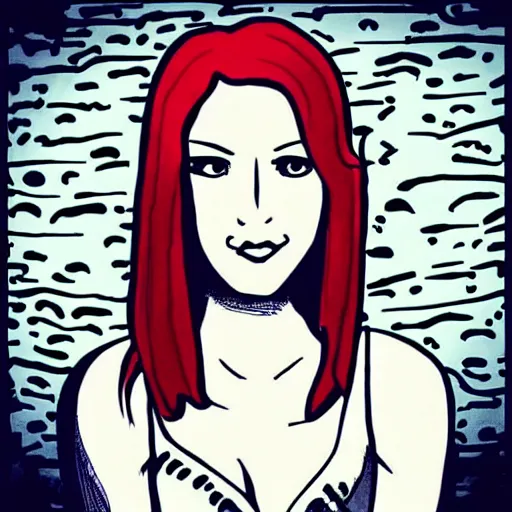 Image similar to “album cover indie red head singer girl comic style”