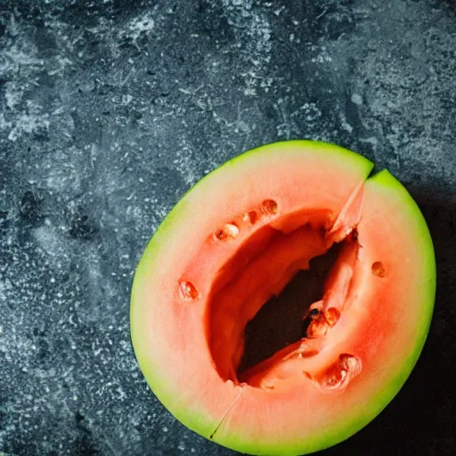 Prompt: photo of a burning melon