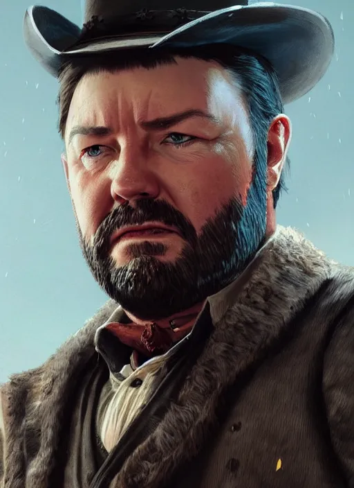 Image similar to highly detailed full body portrait of ricky gervais red dead redemption art, unreal engine, fantasy art by greg rutkowski