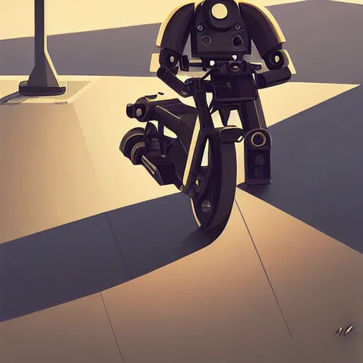 Image similar to 🌈 abstract motorcycle engine droid by atey ghailan and edward hopper