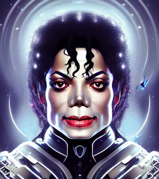 Prompt: symmetry portrait of michael jackson cyberborg ultra detailed, intricate, anime, dynamic lighting, digital art, digital painting, art station, wlop, sharp focus, illustration, art by artgerm and greg rutkowski and alphonse mucha