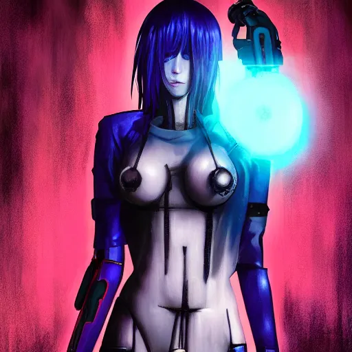 Prompt: colored pencil, anime cyberpunk dark fantasy gothic art, beautiful full body female cybernetically enhanced - angel, red blue purple black fade gradient hair, glowing red left eye and glowing blue right eye, cinematic lighting, advanced digital cyberpunk art, wlop, rossdraws sakimimichan, ilya kuvshinov, krenz cushart, greg rutkowski - c 1 0