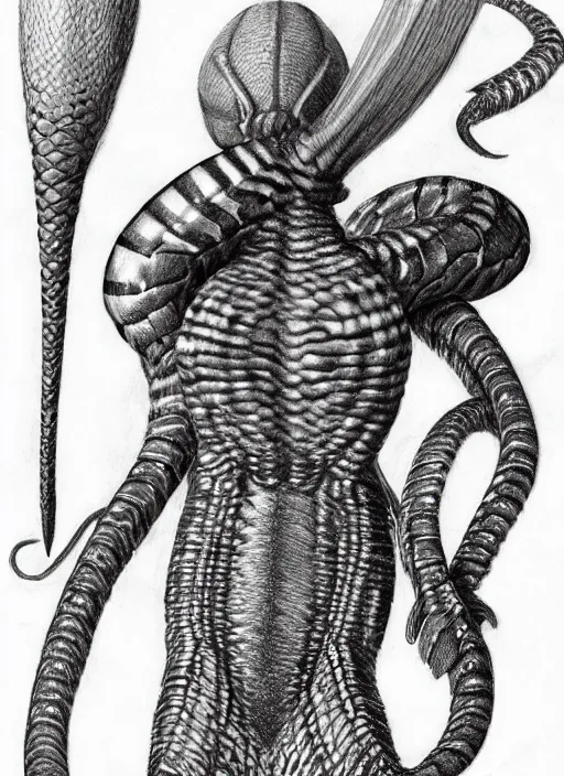 Prompt: line art pencil drawing of a scolopendra that turns into a woman, art by shinichi sakamoto and kentaro miura