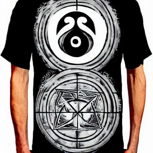 Image similar to david bowie wearing a yin - yang daoism dao symbol shirt, tarkofsky style