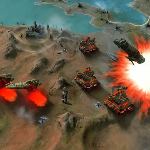 Prompt: Nuke launched in Command and Conquer Red Alert 3