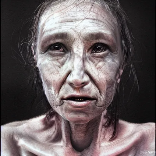 Image similar to ugly woman portrait, photorealistic, dramatic lighting