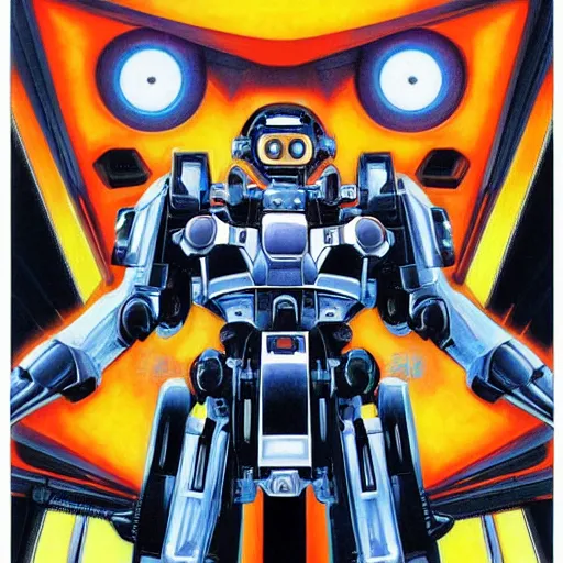 Image similar to portrait of a mecha robot, symmetrical, movie poster art by drew struzan,