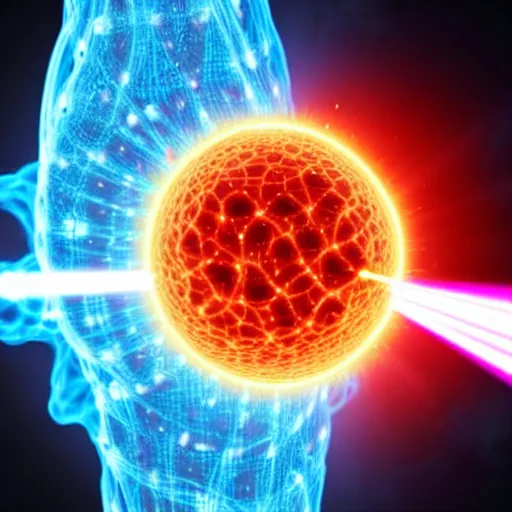 Image similar to a close up shot of a tumor being obliterated by a laser beam