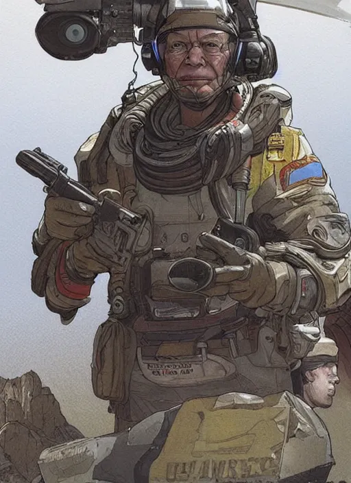 Prompt: apex legends eisenhower. concept art by james gurney and mœbius.