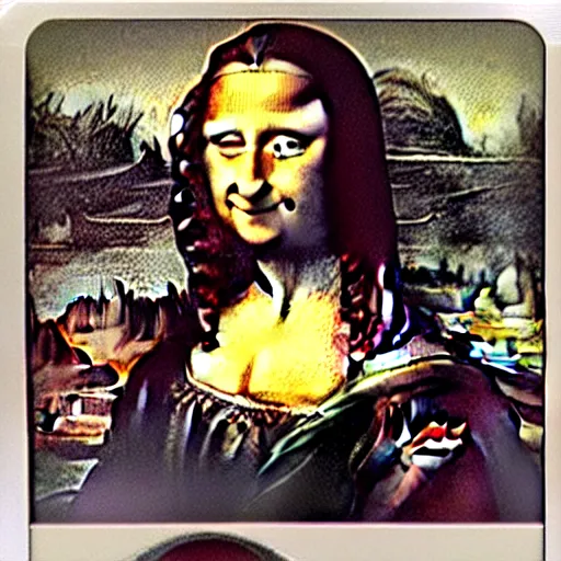 Image similar to “Polaroid photograph of the Mona Lisa wearing shutter shades”