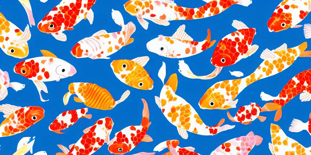 Image similar to repeating pattern of cute koi fishies