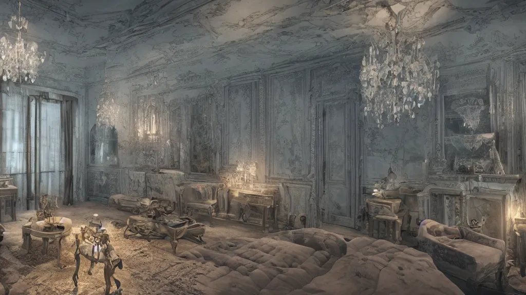 Image similar to people unable to scape a nightmare, highly detailed interior, hyperrealistic, Lumion render, 8k UHD