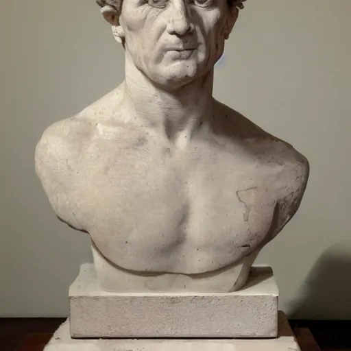 Image similar to julius cesar's bust brought to life made of human body parts
