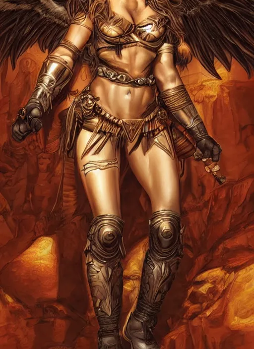 Prompt: a highly detailed symmetrical painting of a female amazon warrior with piercing beautiful eyes in dark tomb setting, dynamic lighting, ambient lighting, deviantart, art by artgerm and glenn fabry