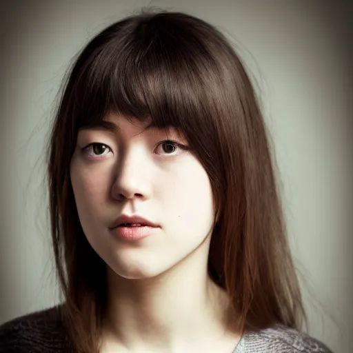 Image similar to a portrait photo of a beautiful young woman who looks like a korean mary elizabeth winstead