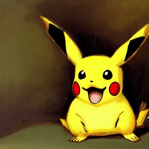 Image similar to a painting of Pikachu by adolph Menzel