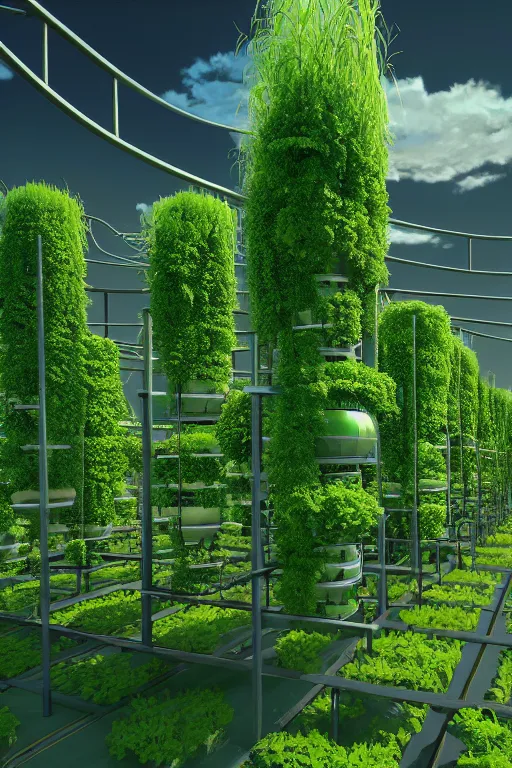 Prompt: vertical agriculture, solarpunk, studio ghibli, octane render, 4 k