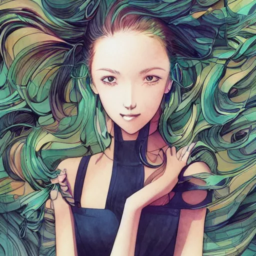 Prompt: our desperation, selfishness, and our effort to save the world and ourselves in the face of all this modernity stand before us like a lyrical blow of wind, award winning watercolor pen digital illustration, by caroline choi artgerm, art by range murata