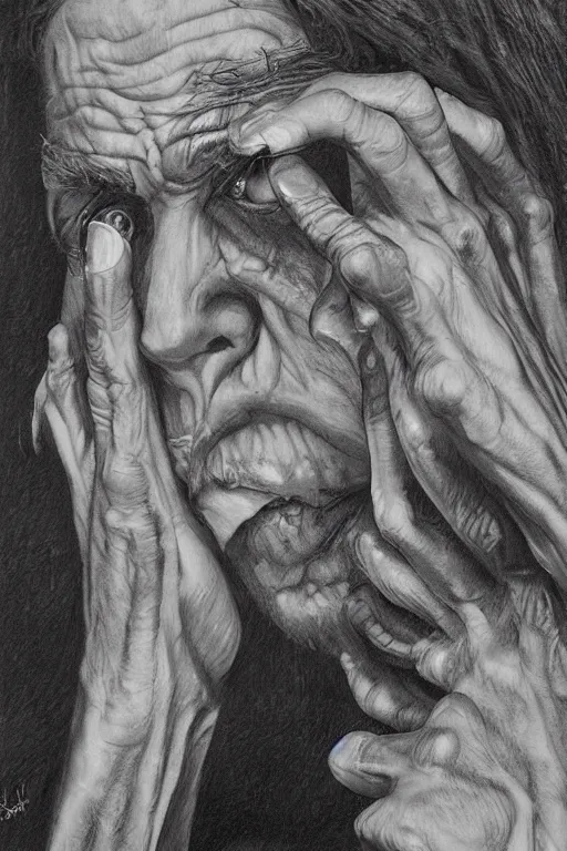 Image similar to beautiful clean acrylic painting of haunting, scary, portrait study by bernie wrightson, detailed, stunning, realistic