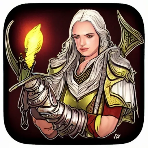 Image similar to a sticker of an aasimar from dungeons and dragons