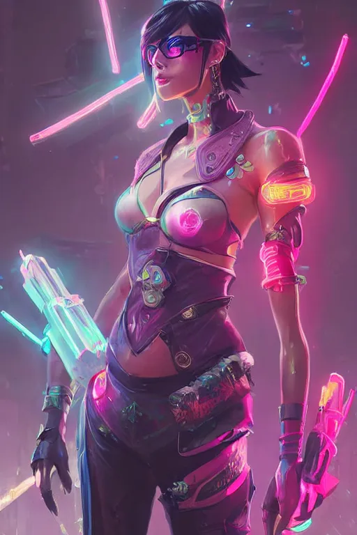 Image similar to fiora from league of legends, cyberpunk futuristic neon. decorated with traditional japanese ornaments by ismail inceoglu dragan bibin hans thoma greg rutkowski alexandros pyromallis nekro rene maritte illustrated, perfect face, fine details, realistic shaded, fine - face, pretty face, masterpiece