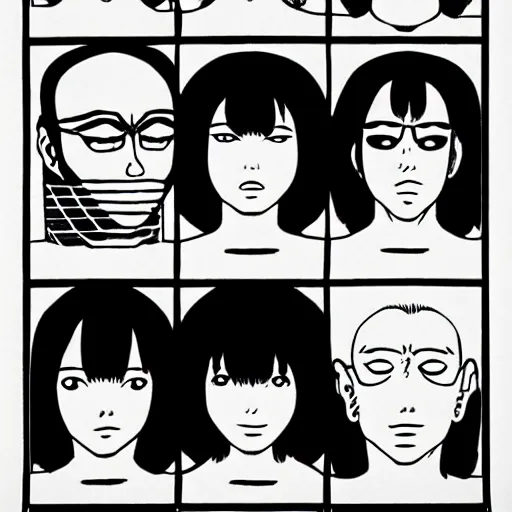 Image similar to human portrait, minimalistic by junji ito