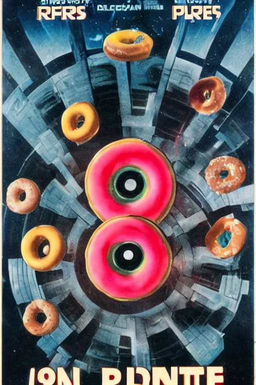 Image similar to movie poster for 1 9 8 0 s sci - fi film donut planet