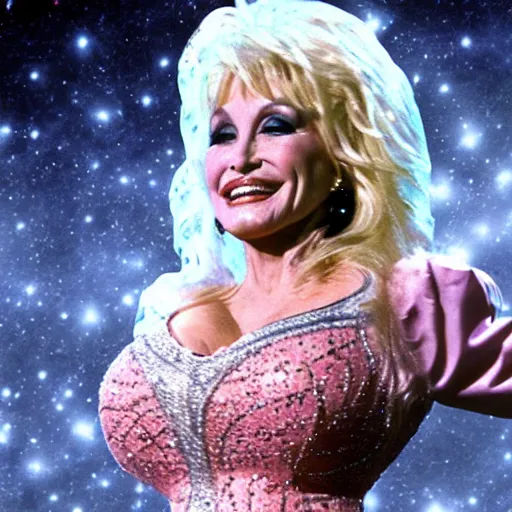 Prompt: Dolly Parton on an episode of Deep Space Nine