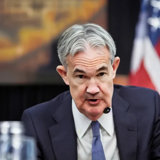 Image similar to photo of Jerome Powell using a flamethrower