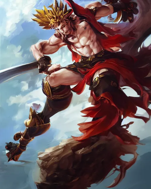 Prompt: portrait of sun wukong!! splash art!!! guilty gear strive! concept art!!! artbook!!! by stanley artgerm lau, wlop, rossdraws, james jean, andrei riabovitchev, marc simonetti, and sakimichan, pixiv, trending on artstation!! c 1 4. 6