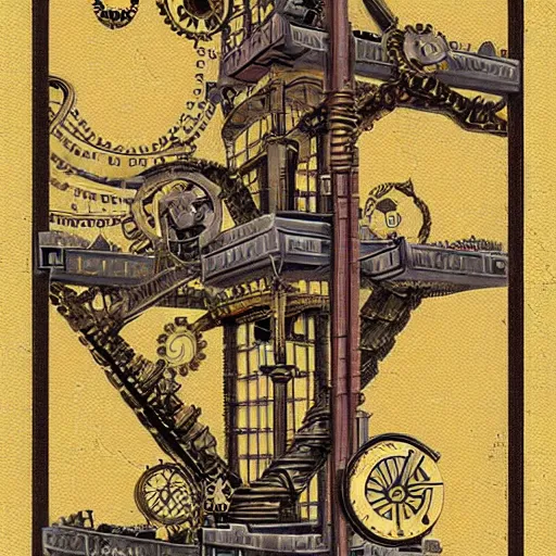 Prompt: !steampunk escher painting