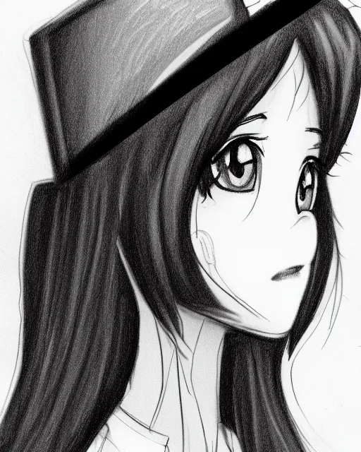 prompthunt: anime girl portrait profile, black and white sketch,  cellshaded, drawn in fine-tip pen, made by WLOP, trending on artstation