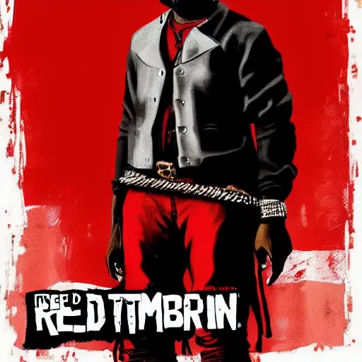 Image similar to kanye west in illustration red dead redemption 2 artwork of kanye west, in the style of red dead redemption 2 loading screen, by stephen bliss