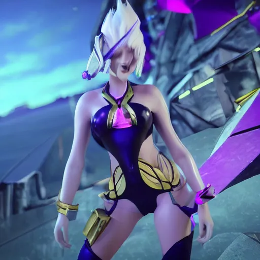 Image similar to still of pretty Riven (LoL) in KDA music video. 3d render, octane render, game art, realistic, highly detailed, trending on artstation, 4k, trending on artstation, pixar, cgsociety, unreal engine 5, redshift render, trending on artstation, blender, behance, cg