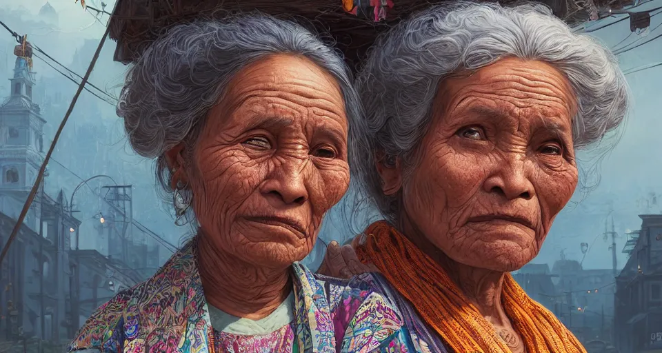 Image similar to highly detailed portrait old woman guatemala vendor in gta v, street market, happy ambience, stephen bliss, unreal engine, fantasy art by greg rutkowski, loish, rhads, ferdinand knab, makoto shinkai and lois van baarle, ilya kuvshinov, rossdraws, tom bagshaw, global illumination, detailed and intricate environment