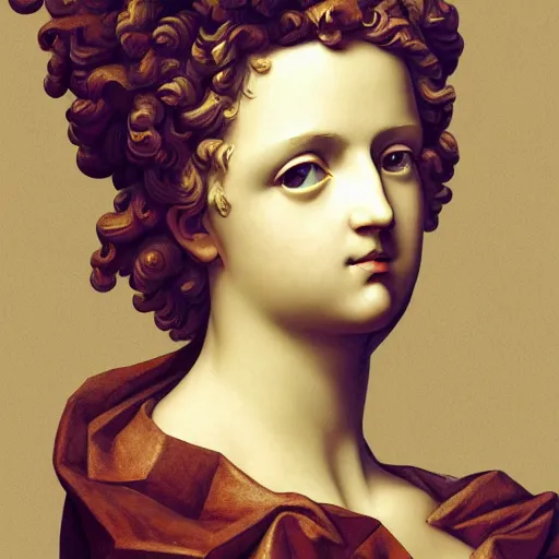 Image similar to baroque statue vaporwave portrait painting, trending on art station, 4k UHD, 8k, painting illustration, high detail