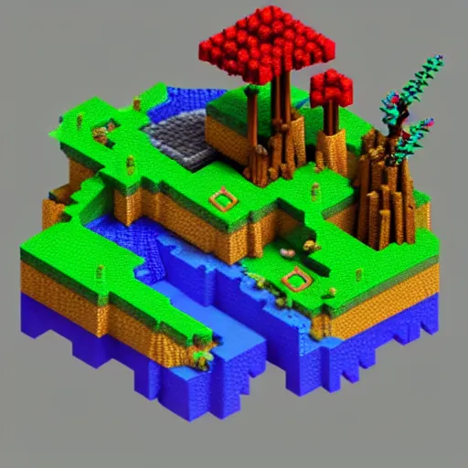 Image similar to Terraria, voxel art, photorealistic imagery, 8k