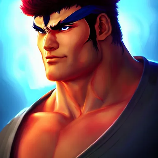 Image similar to a portrait of ryu from street fighter 2, art by lois van baarle and loish and ross tran and rossdraws and sam yang and samdoesarts and artgerm, digital art, highly detailed, intricate, sharp focus, trending on artstation hq, deviantart, unreal engine 5, 4 k uhd image