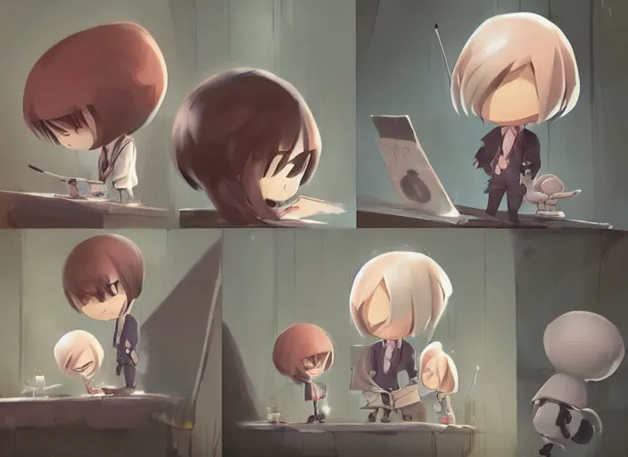 Image similar to cute chibi anime doctor by goro fujita and greg rutkowski