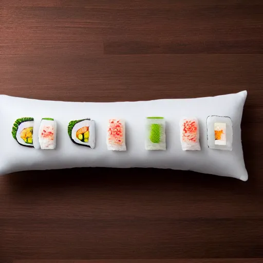 Image similar to a pillow in the shape of sushi, product photography