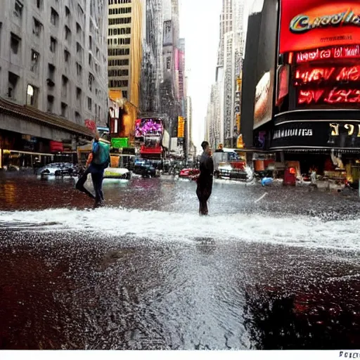 Prompt: associated press photo of chocolate sauce flood in new york city, realistic, 4 k photo