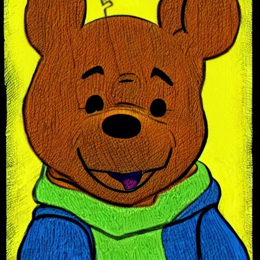 Prompt: Titan Winnie the pooh, painting in style of Vincent van Gogh