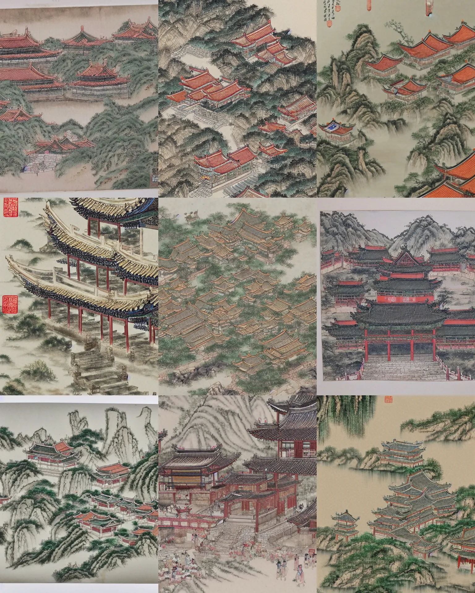 Prompt: ancient chinese city, Chinese watercolor style, Detailed