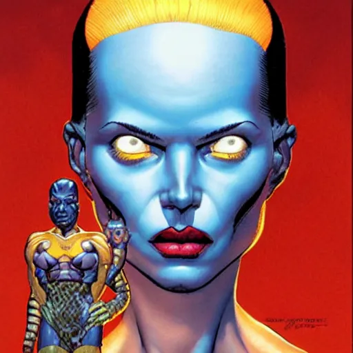 Prompt: Frontal portrait of Atom Eve from Invincible, by Gerald Brom and Norman Rockwell