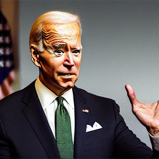 Image similar to v miniseries screenshots with joe biden as lizard person, photorealistic,