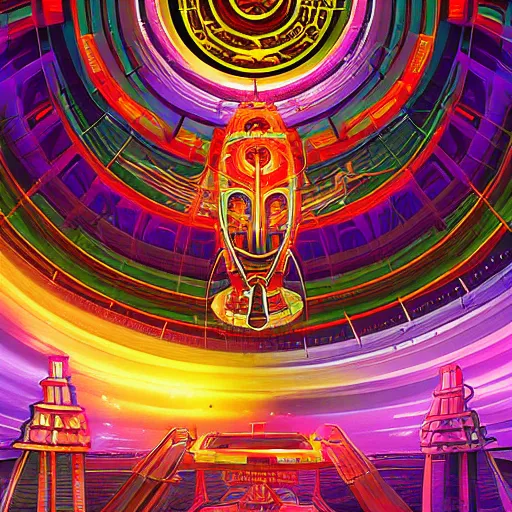 Image similar to cybertronic hindu temple, torus energy, ben ridgway