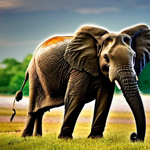 Image similar to a high quality photo of elephant with chicken head